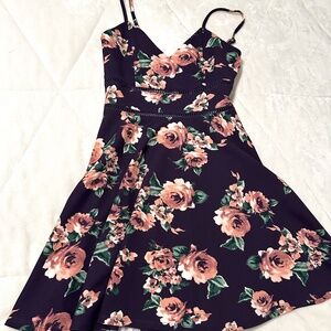Floral Fit & Flare Mini Dress – Adjustable Straps